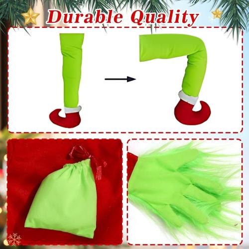 Christmas Tree Decorations, 5.58FT Green Christmas Tree Decor with Bendable Arms & Legs, Pose-able Xmas Stuffed Green Santa Body for Outdoor Indoor Home, Tree, Wall Yard Decoration