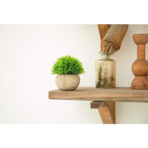 Velener Mini Plastic Fake Green Grass Plant with Pot, Topiary Ball, Small Fake Plant, Round Paper-Mache Pot for Indoor Office, Kitchen, Bathroom and Living Room Decor