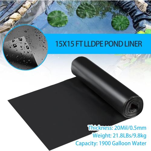 Pond Liner 15x15ft, LLDPE Garden Pond Liner, 20Mil Thickness Pond Liner for KOI or Fish, Duck and Waterscape.