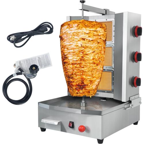 3 Burners Shawarma Grill Machine Commercial Vertical Rotisserie Grill Gyro Meat Doner Kebab Machine for Kitchen Restaurant