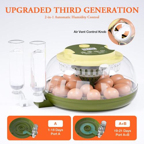 Egg Incubator for Hatching Eggs,Automatic Egg Turning and Humidity Control,Incubators for Chicken, Ducks, Goose, Pigeon, Quail, Parrot Incubator for Farm, Lab, Science Classroom, Home -18 Egg Capacity