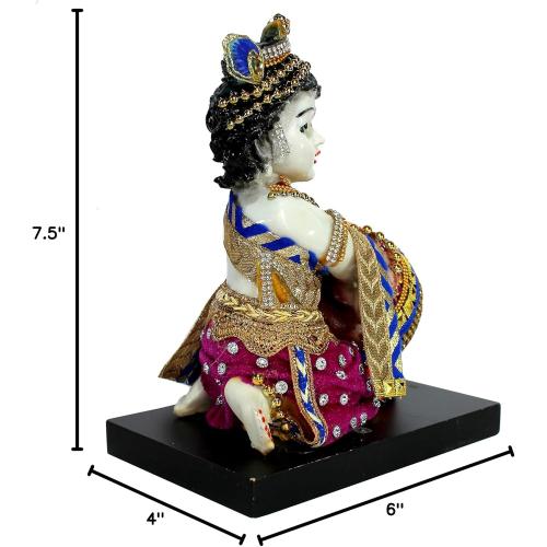 eSplanade - Hand-Carved Lord Krishna Kishan Makhan Chor Murti Idol Statue Sculpture - Resin - 7.5 - Multicolor