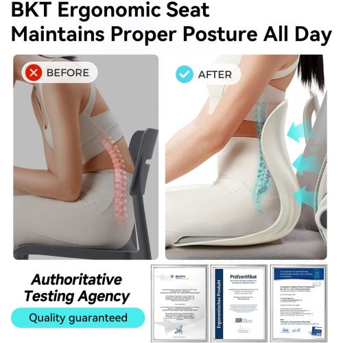 BKT Seat Cushion Chair Ergonomic Office Chair Cushions Lumbar Support for Seat Pillow Ideal for Students Office Workers Nursing Mothers Long Sitting Outdoor Fishing Floor (Grey)