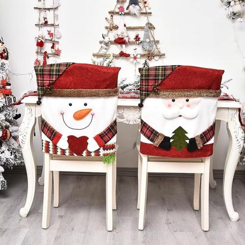 NBVKO Santa Claus Snowman Christmas Dining Room Chair Back Cover Set of 6, Removable Washable Chair Protector for Home, Restaurant,Christmas Dinner Chairs Cover Decoration