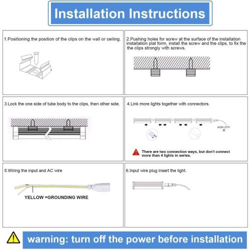 10Pack 4FT LED Shop Light - 50W 8000LM 6500K Linkable Clear Cover T8 LED Tube Light for Workshop, Warehouse, Basement - Plug and Play
