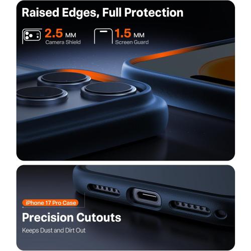 TORRAS for iPhone 17 Pro Case, Beyond Military-Grade Protection, Camera Control Button, DIY Buttons, Translucent Matte Slim Thin Shockproof Hard Back Anti-Scratch case for iPhone 17 Pro, Deep Blue