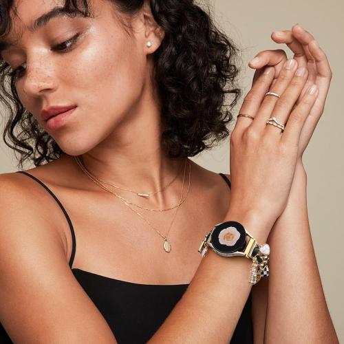 Stylish Metal Band Compatible with Samsung Galaxy Watch 7 Band/FE 6 5 4 40mm 44mm,Galaxy Active 2, 20mm Watch Strap Pretty Chain with Cute Decorative Charms Accessories for Samsung Watch Bands Women