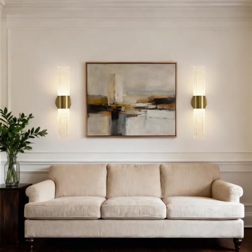 Crystal Sconces Wall Lighting, Gold Wall Sconces Set of 2, LED Crystal Sconces Set of 2, Wall Lights for Bedroom Modern, for Bedroom, Living Room, Dining Room, LED 0-32W with Light Source
