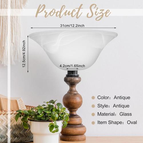 Lamp Glass Shades for Floor Lamp Elegant Cover Light Fixture Shade Light Fixture Replacement(12.2 x 4.92 x 1.65 Inch,Stylish White)