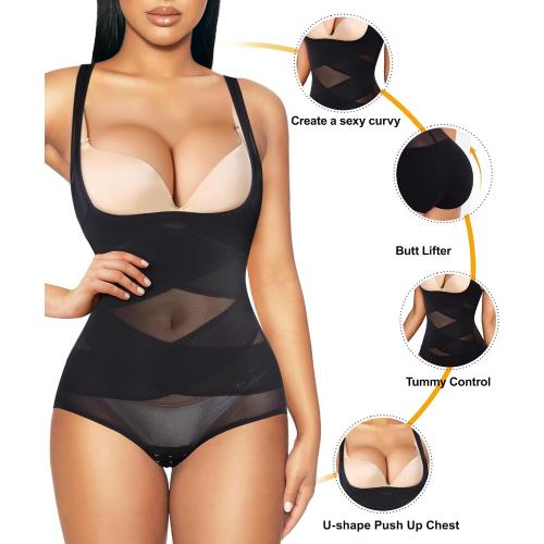 REYEOGO Shapewear Bodysuit for Women Tummy Control Butt Lifter Panty Hi-Waist Trainer Stomach Body Shaper Slimming Girdles