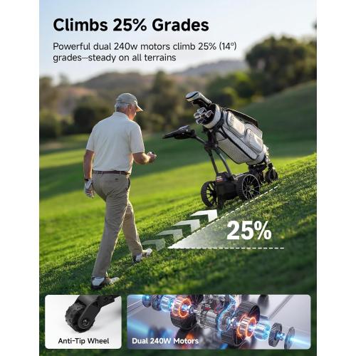 KEMIMOTO ApexR Electric Golf Cart with Power Assist Mode, 36 Hole Battery