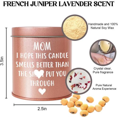 Mothers Day Gifts for Moms from Daughter Son 7oz Lavender Scented Candles Happy Birthday Gifts for Mom Funny Soy Eco-Friendly Long Lasting Handmade Natural Soy Max Candle Christmas Presents for Mom