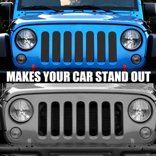 moveland Grill Insert for Jeep - Aluminum Alloy Mesh Grill Insert Screen Compatible with 2007-2018 Jeep Wrangler JK JKU