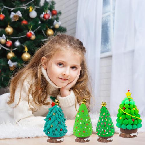 12Pack Christmas Trees DIY Crafts Kit - Air Dry Clay Christmas Crafts for Kids - Creative Air Dry Clay Modeling Indoor Decorations - Kids Christmas Trees Crafts Gift for School Winter Party Fun
