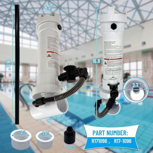 Auto/Matic Pool Chlorine/Brominer Feeder Compatible with Rainbow 320 Inline Chlorinator for In-Ground & Above Ground Pools and Spas, Replacement R171096 R17-1096