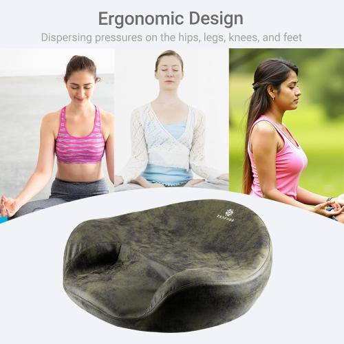 Color Green Ergonomic Meditation Cushion/Chair/Seat/Floor Pillow for Home/Office/Studio – Memory Foam, Removable & Washable Cover, Designed for Long Period Meditation Comfort (Dark Green)