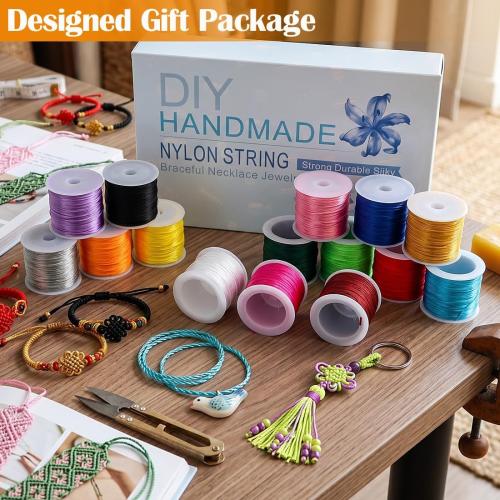 Ewparts 15 Rolls Satin Nylon String for Bracelets Making 1.5mm Satin Rattail Cord for Beading, Kumihimo,Necklace,Macrame Craft, Keychains Lanyards, Jewelry Making,Bracelet Silk String