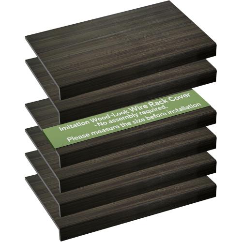 6 PCS Wire Rack Covers for Pantry Wood Grain, 33''W * 16''D (Ready to Use) Faux Wood Shelf Covers for Wire Shelving, Rustic Closet Shelves Covering Toppers - Bathroom, Kitchen, Garage (Dark)