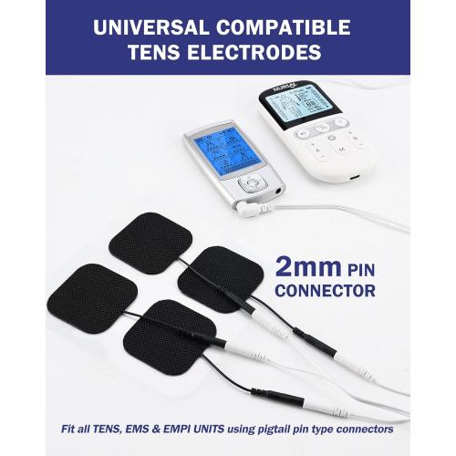 TENS Unit Replacement Pads, Nursal Reusable Self-Adhesive Electrodes Pads 20 Packs 2x2” 2x4”, Latex Free Pigtail TENS Pads, Compatible with TENS 7000, AUVON TENS, Etekcity, Nicwell Care Tens