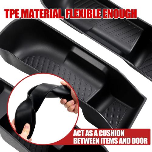 Mabett Door Side Storage Tray for Ford Maverick 2025 2024 2023 2022 Accessories(Not Fit 2026), TPE Front and Rear Doors Storage Insert Organizer Boxs 4PCS Set Fit Maverick(Black)