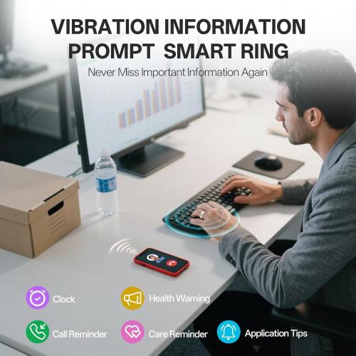 Smart Ring with Vibration Alerts, health tracker ring with Body Temperature Monitor, Heart Rate, Sleep & Fitness Tracking, Waterproof Activity Ring for Men & Women, No App Fees (Silver, 13#)