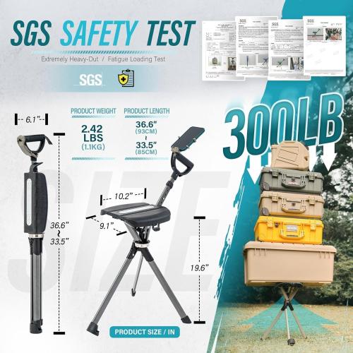 STEP2GOLD Ta-Da Chair Series 2 PRO, Portable Trekking Hiking Pole, Folding Walking Stick with Seat, Walking Cane with Chair, Foldable Chair, Lightweight Aluminum, Easy Carry and Storage, Anti-Slip