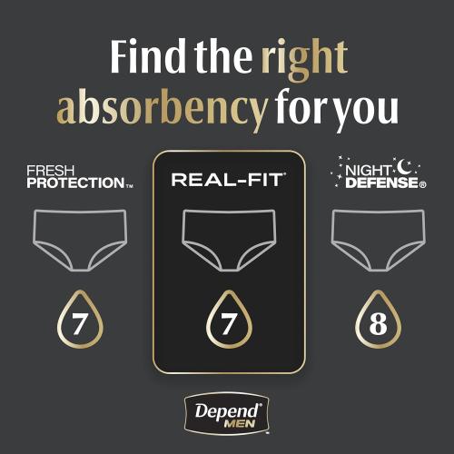 Depend Real Fit Adult Diapers, Incontinence Underwear for Men, Disposable, Maximum Absorbency, Large/Extra Large, 52 Count (2 Packs of 26), Packaging May Vary