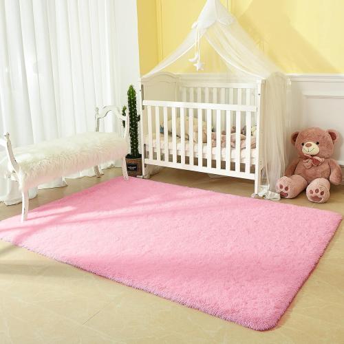 Andecor Soft Fluffy Bedroom Rugs, 4 x 6 Feet Indoor Shaggy Plush Area Rug for Boys Girls Kids Baby College Dorm Living Room Home Decor Floor Carpet, Pink