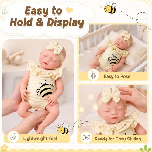 BABESIDE 16 Inch Silicone Baby Doll Weighted 4LB, Lifelike Newborn Dolls