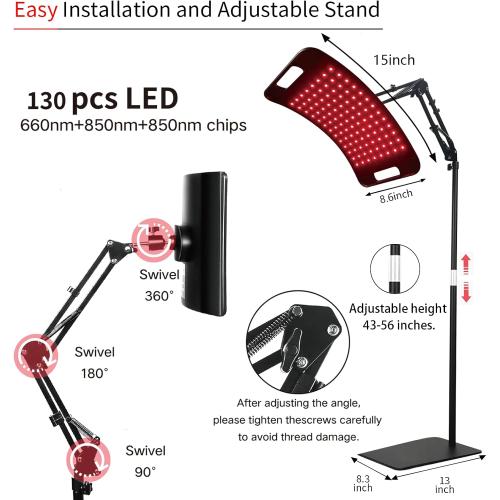 Red Light Therapy for Body,Red Light Therapy Lamp with Adjustable Holder & Desktop Stand,660nm and 850nm Infrared Light Panel Device for Facial and Full Body(130 Beads)