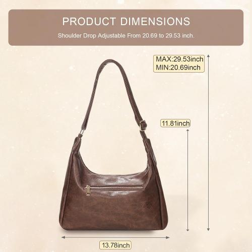 Women's Vegan Leather Handbag, Foldable Shoulder Tote, Crossbody Satchel Purse