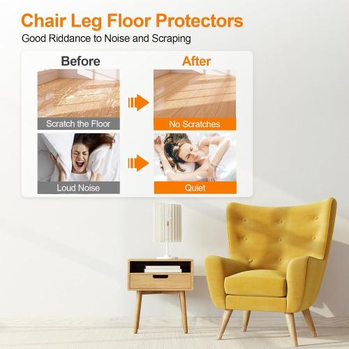 24Pcs Silicone Chair Leg Floor Protectors, Felt Furniture Pads for Hardwood Floors, Rubber Chair Leg Protector for Hardwood Floors, Chair Leg Caps Chair Leg Covers for Wooden Floors(Clear, XSmall)