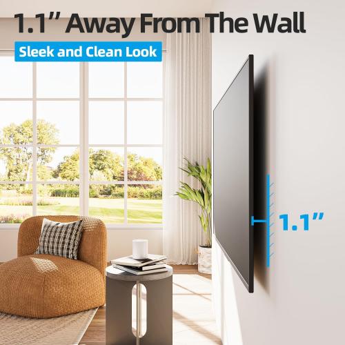 Black Heavy Duty TV Wall Mount for 55-100 inch Large TVs up to 200 LBS & 800x600 mm Vesa, Ultra Slim Fixed TV Mount, Low-Profile TVS Bracket, 16 24 32 Wood Stud, Fit Most 65  75  85 86 90 98 100 TVs