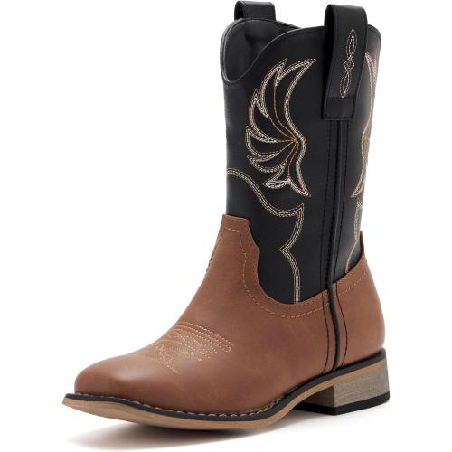 Size 7 ... Botas vaqueras bordadas ,estilo vaquero, punta cuadrada, hasta media pantorrilla.