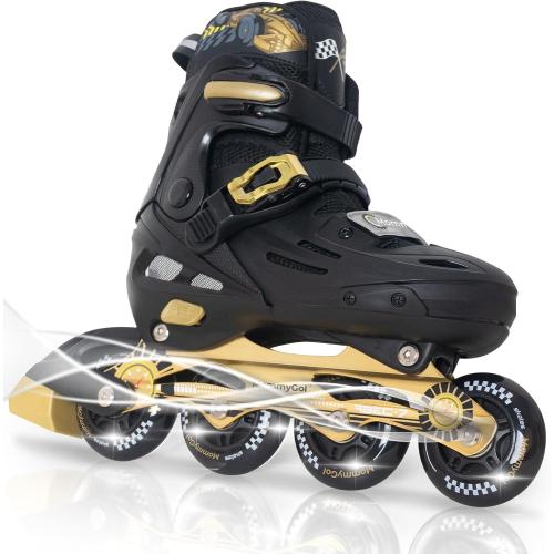 MammyGol Inline Skates for Boys and Girls Youth, 4 Size Adjustable Roller Skates with PU Flashing Wheels, Aggressive Inline Skates High Performance for Kids Age 6-12