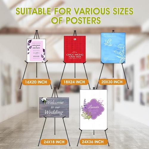 AROIC 63 Easel Stand for Display, 3 Pack Portable Foldable Metal Easel, Easels for Signs Wedding Logos,Arts, Painting,Adjustable Floor Easels with 3 Storage Bag
