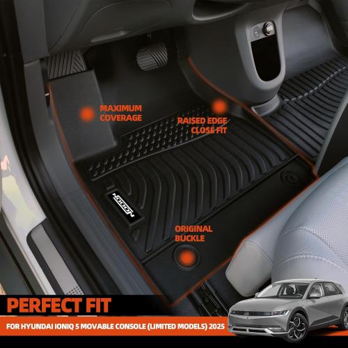 All Weather Floor Mats for 2025 Hyundai Ioniq 5 Movable Console (Limited Models) Floor Mats & Trunk Mat & Backrest Mats for Hyundai Ioniq 5 Accessories Guard Odorless Anti-Slip Floor Liner