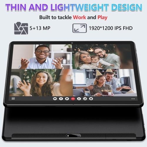 Black Tablet 10.1 Octa-Core Android 11 Tablet, 64GB Storage Tablets with Keyboard, Stylus Pen, Dual 13MP 5MP Camera, WiFi, Bluetooth, GPS, 512GB Expand Support, IPS Full HD Display