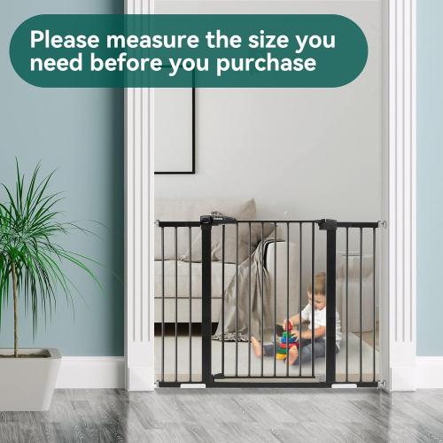 Black BABELIO Metal Baby/Dog Gate Extender, 5.5inch (14cm) Black Pet Gate Extension, Extra Wide Pet Gate Accessories for Stairs & Doorways, NO Need Tools NO Drilling, 36 Tall