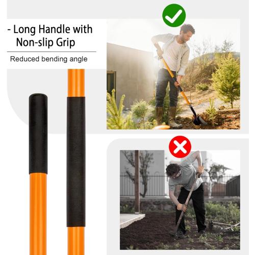 Heavy Duty Gardening Shovel, 56 Inch Round Blade with Fiberglass Handle (Orange)