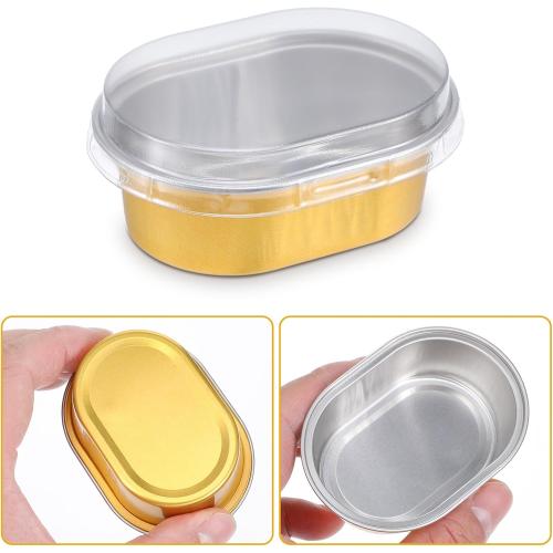 100 Pack Mini Aluminum Baking Cups with Lids, 3 OZ Disposable Ramekins Muffin Liners Containers, Individual Pie Tin Cup for Dessert, Creme Brulee, Pudding, Cupcake