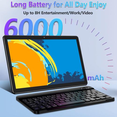 Black Tablet 10.1 Octa-Core Android 11 Tablet, 64GB Storage Tablets with Keyboard, Stylus Pen, Dual 13MP 5MP Camera, WiFi, Bluetooth, GPS, 512GB Expand Support, IPS Full HD Display