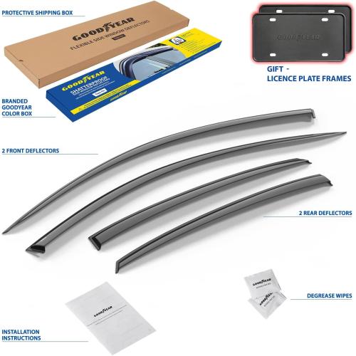 Goodyear Shatterproof Window Deflectors for Acura Integra 2023-2026 Hatchback, Tape-on Rain Guards, Window Visors, Vent Deflector Visor, Car Accessories, 4 pcs. - GY008402