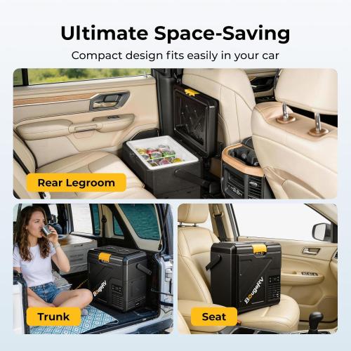 BougeRV 12 Volt Refrigerator, 21QT Car Fridge, 20L Portable Freezer, -4~68℉, 12/24V DC, 110~240V AC, Ideal for 2 People, Road Trips, Truck, Camping(2026 New Model: CRH20)