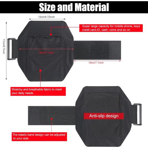 Jadive 2 Packs Cell Phone Leg Straps Leg Phone Holder Arm Smartphone Band Non Slip Ankle Wallet Calf Straps Adjustable Arm Pouch for Women Men Running Hiking Equestrian Motorcycle(Black)