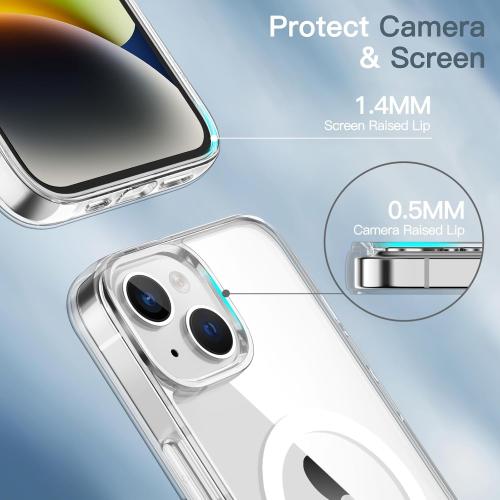 JETech Magnetic Case for iPhone 14, Clear