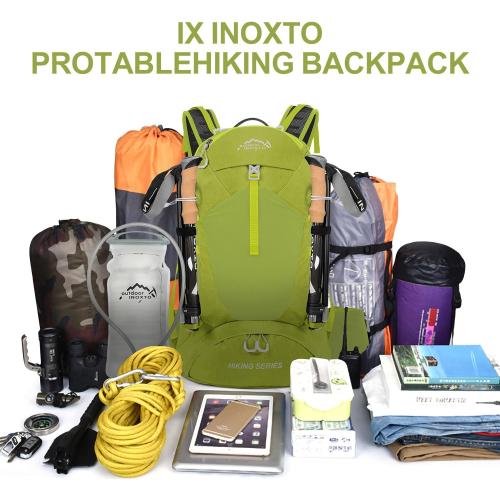 Hiking Backpack,35L Waterproof Hiking Daypack with 3L Water Bladder and Rain Cover, Lightweight Travel Camping Backpack for Men Women (Fruit green)