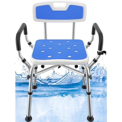 Shower Chair for Inside Shower, BRITULIF Shower Seats for Adults, 6 Height-Adjustable Options Shower Chair for Elderly and Disabled with Durable Aluminum Tubing, Ideal for Elderly, Senior