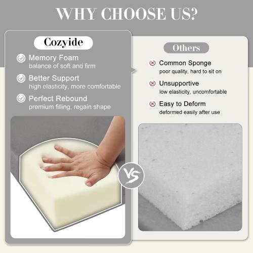 Cozyide Outdoor Chair Cushions, Waterproof Patio Seat Cushions with Adjustable Straps, Square Corner Patio Chair Cushions for Garden, Light Grey, 18.5x16x3 Inch (Pack of 4)