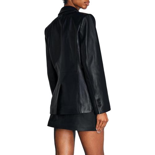 Size S Brown 2-Button Lambskin Leather Blazer Women - Casual Coat Long Sleeves Suit Style Leather Jacket Women